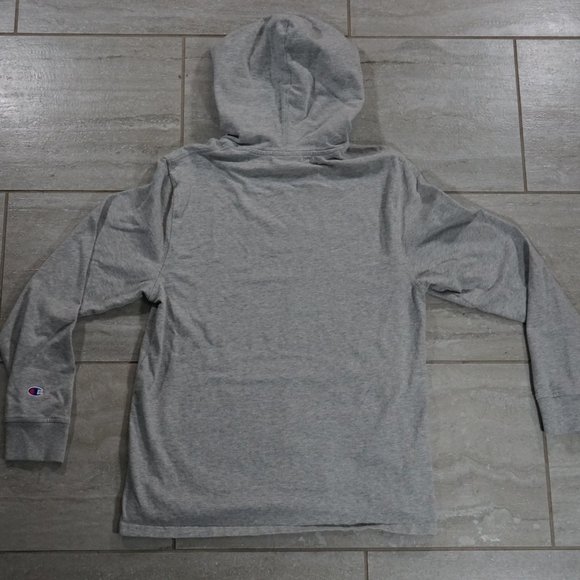 Champion Men's Fleece PowerBlend Logo Pullover Hoodie Grey Medium - Picture 2 of 6